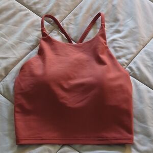 Old Navy PowerSoft High-Neck Sports Bra - Rust Red/Terracotta - Small